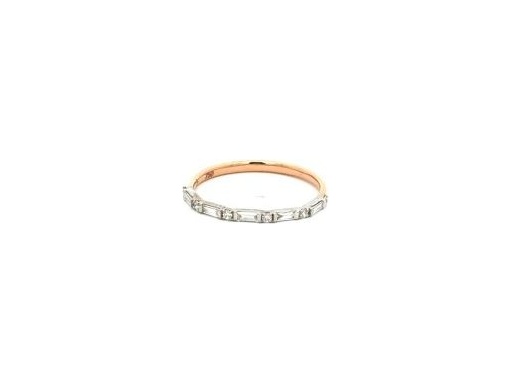 18K White and Rose Gold Band-Style Ring with Natural Baguette and Round Diamonds